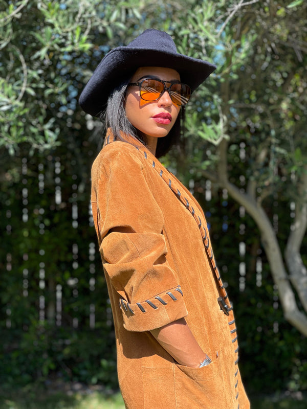 Cognac Suede Whipstitch Jacket Jacket arcadeshops.com