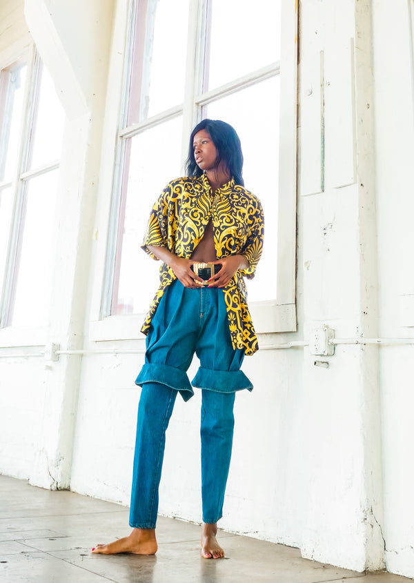 1980's Buckled Denim Pants Bottom arcadeshops.com