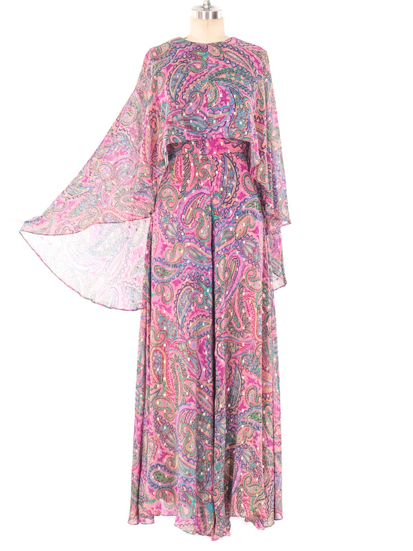 Oscar de la Renta Paisley Caped Jumpsuit Suit arcadeshops.com