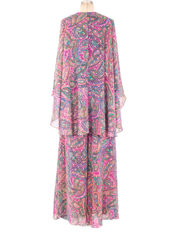 Oscar de la Renta Paisley Caped Jumpsuit Suit arcadeshops.com