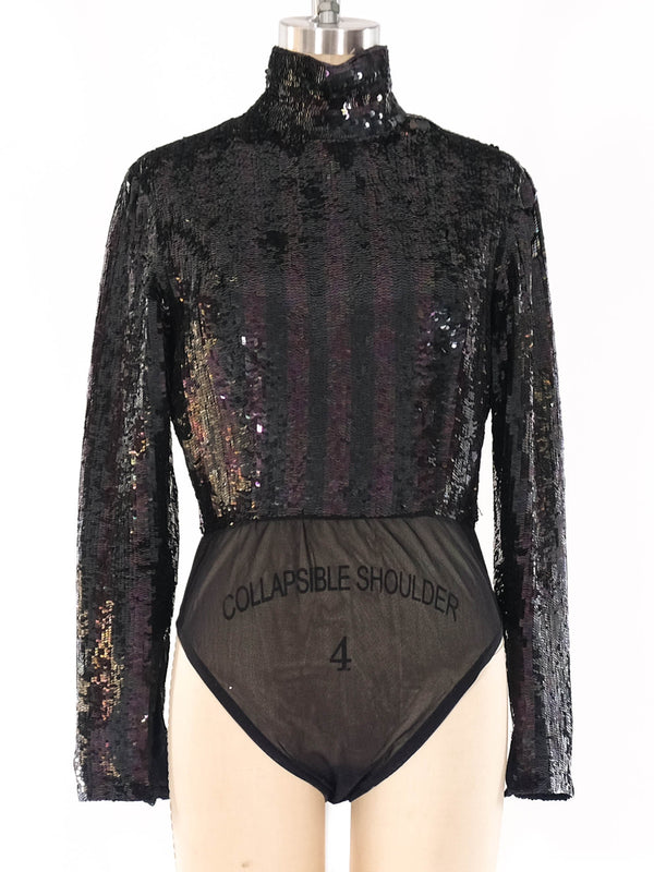 Striped Sequin Bodysuit Suit arcadeshops.com