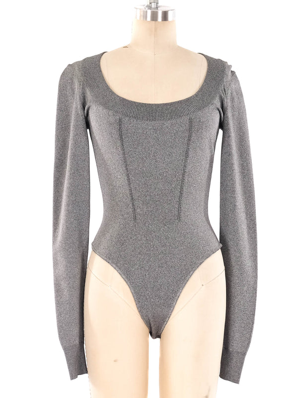 Alaia Heather Grey Knit Bodysuit Suit arcadeshops.com