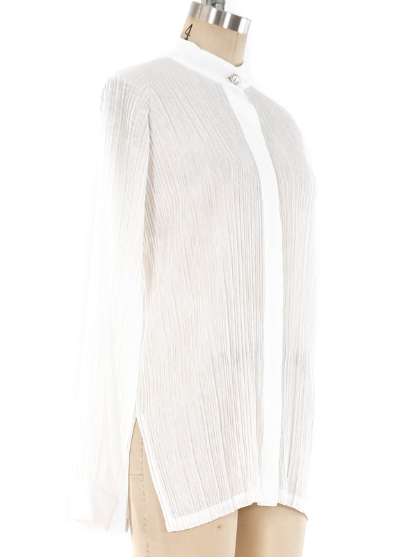 Issey Miyake Pleated Button Front Shirt Top arcadeshops.com