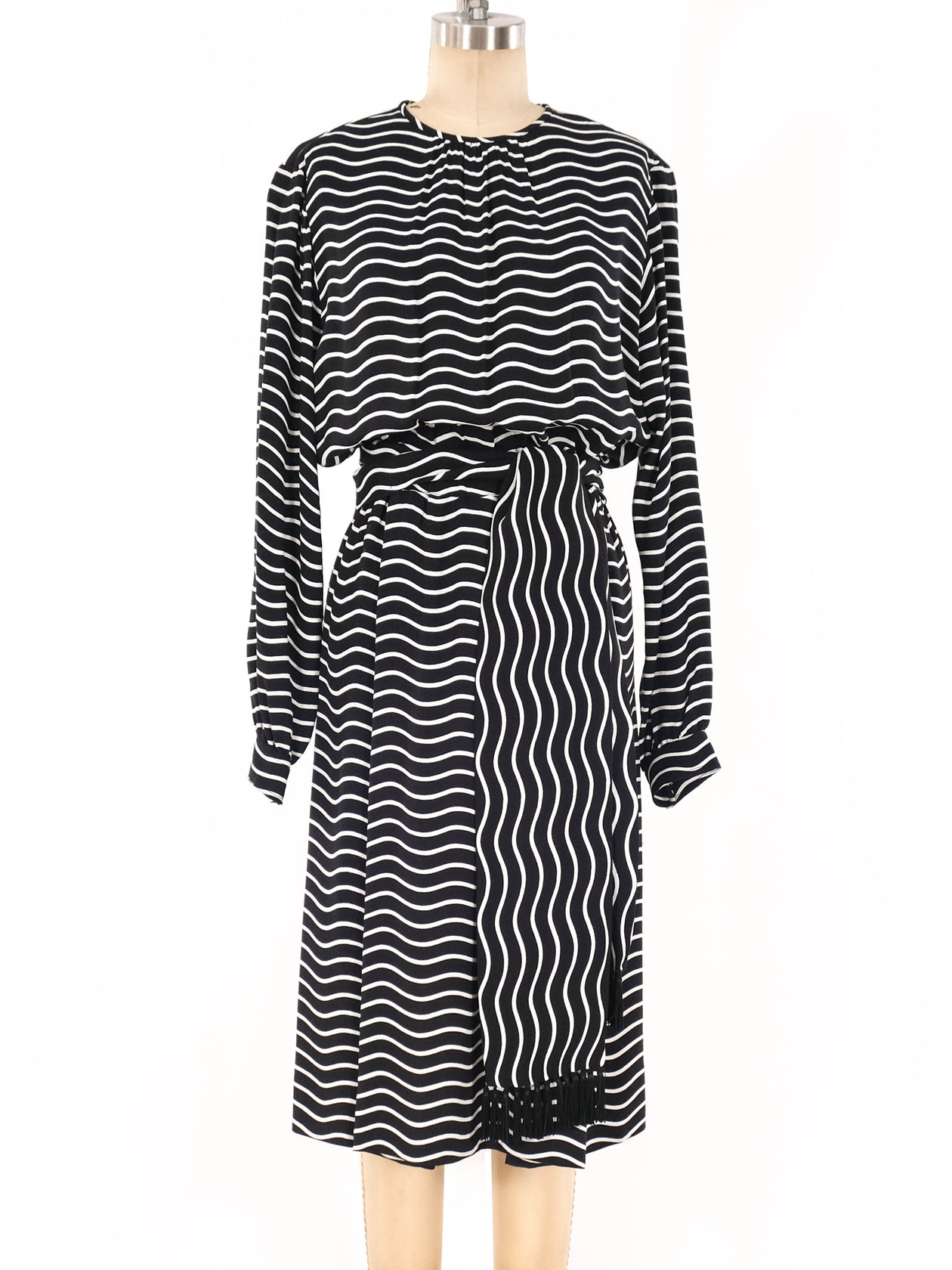 Yves Saint Laurent Black and White Wave Dress