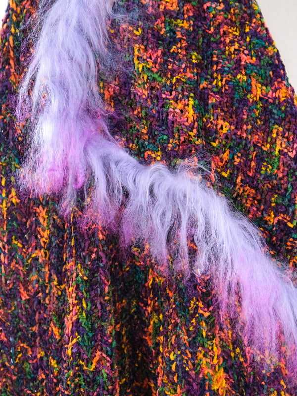 Emanuel Ungaro Mongolian Fur Trimmed Knit Jacket Jacket arcadeshops.com