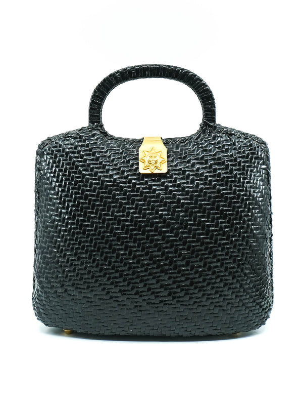 Black Wicker Top Handle Bag Accessory arcadeshops.com