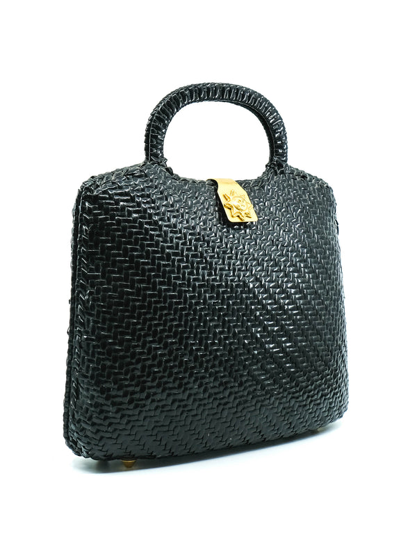 Black Wicker Top Handle Bag Accessory arcadeshops.com