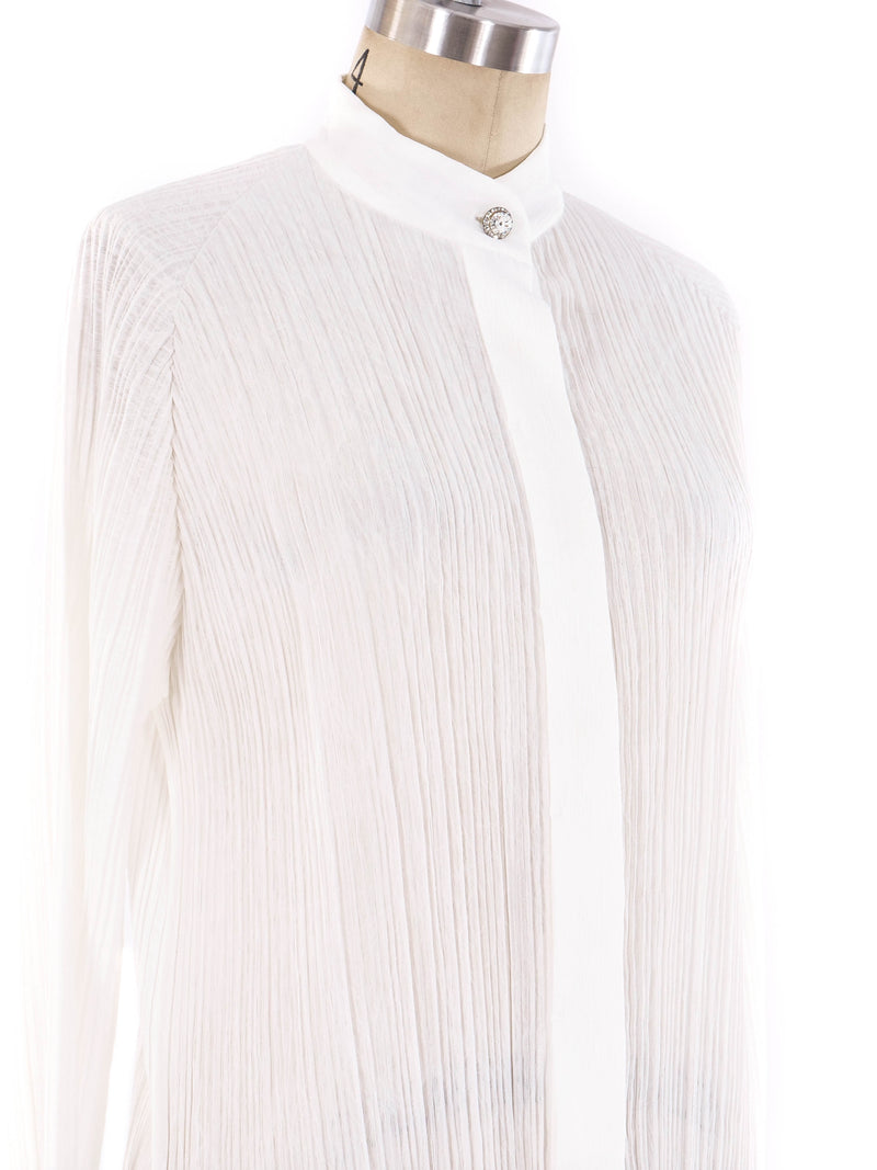 Issey Miyake Pleated Button Front Shirt Top arcadeshops.com