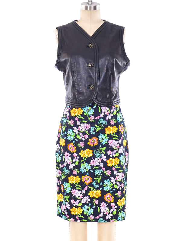 Gianni Versace Floral Printed Leather Vest Ensemble Suit arcadeshops.com