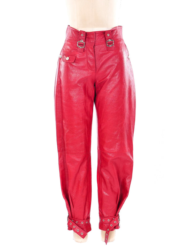 Christian Dior Red Leather Pants Bottom arcadeshops.com
