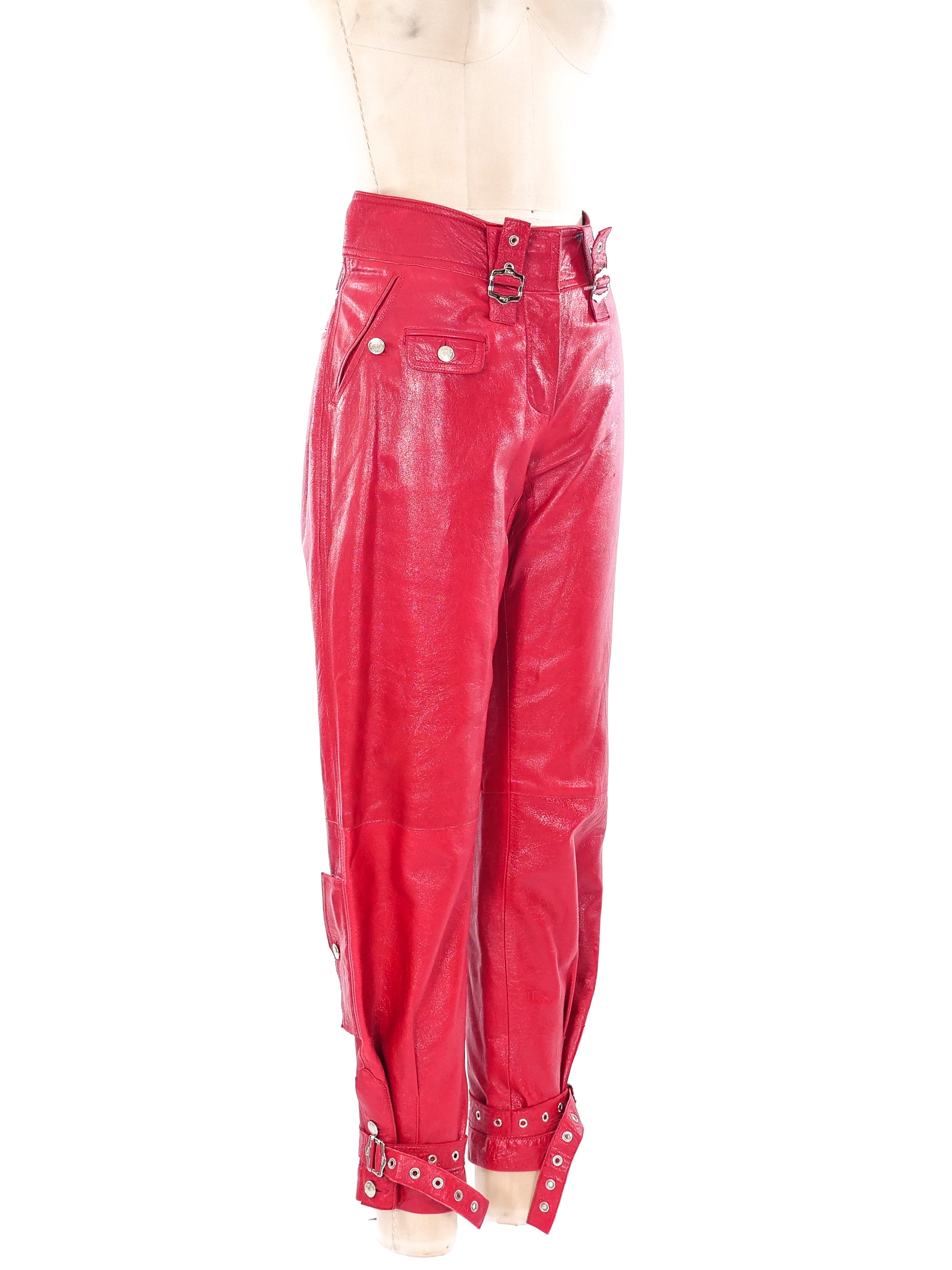 Christian Dior Red Leather Pants