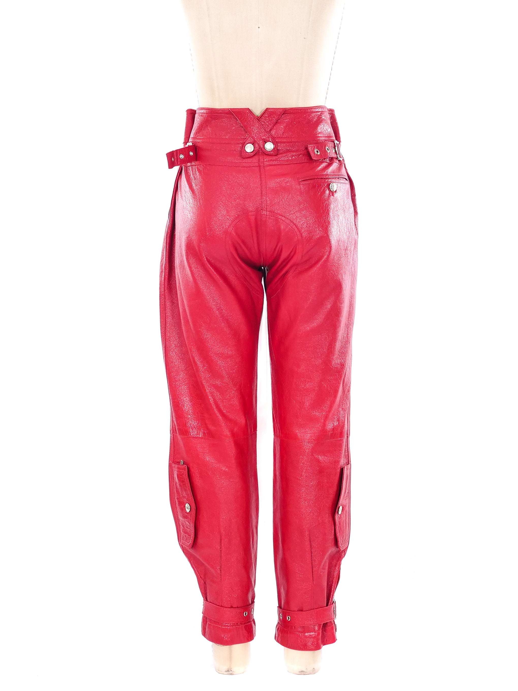 Christian Dior Red Leather Pants