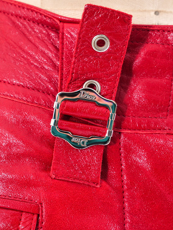 Christian Dior Red Leather Pants Bottom arcadeshops.com