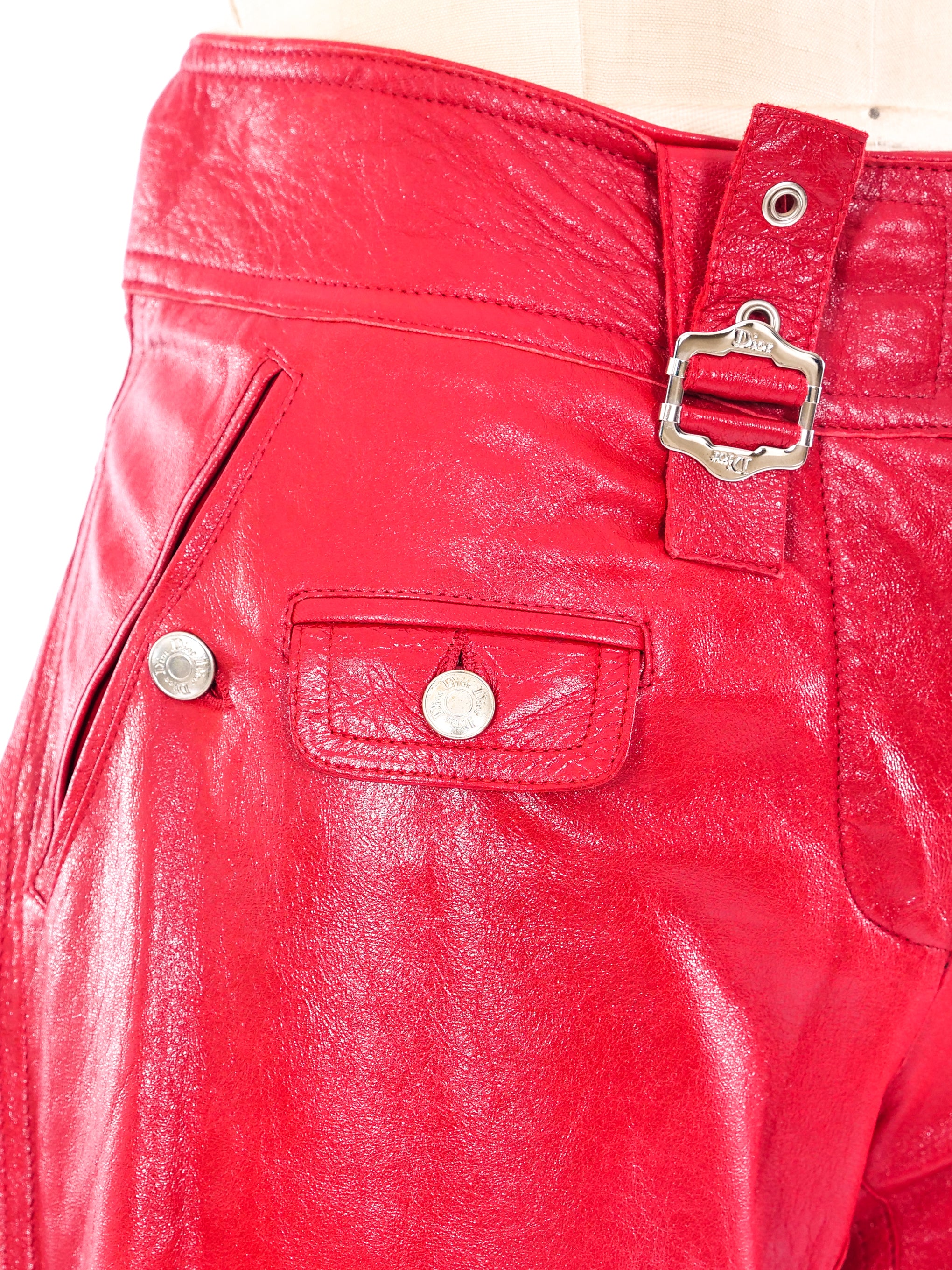 Christian Dior Red Leather Pants