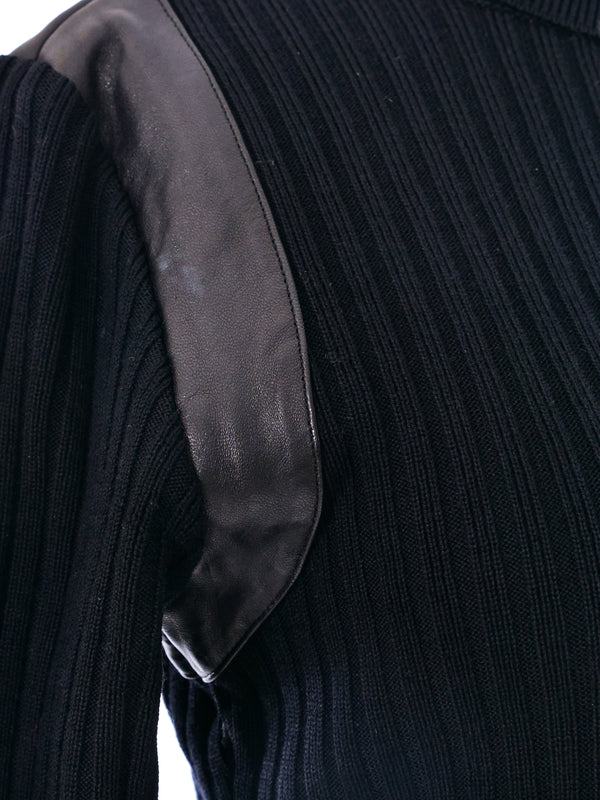 Thierry Mugler Leather Trimmed Turtleneck Top arcadeshops.com