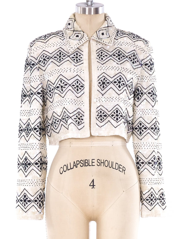 Embellished Cropped Jacket Jacket arcadeshops.com