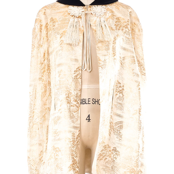 Metallic Gold Pagoda Brocade Cape Metallic Gold Pagoda Brocade Cape