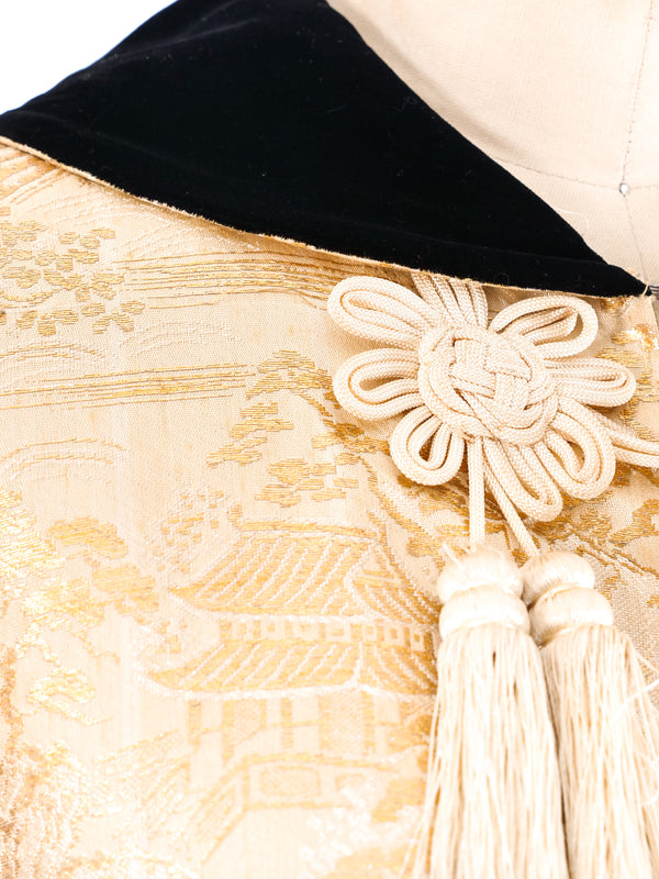 Metallic Gold Pagoda Brocade Cape Jacket arcadeshops.com