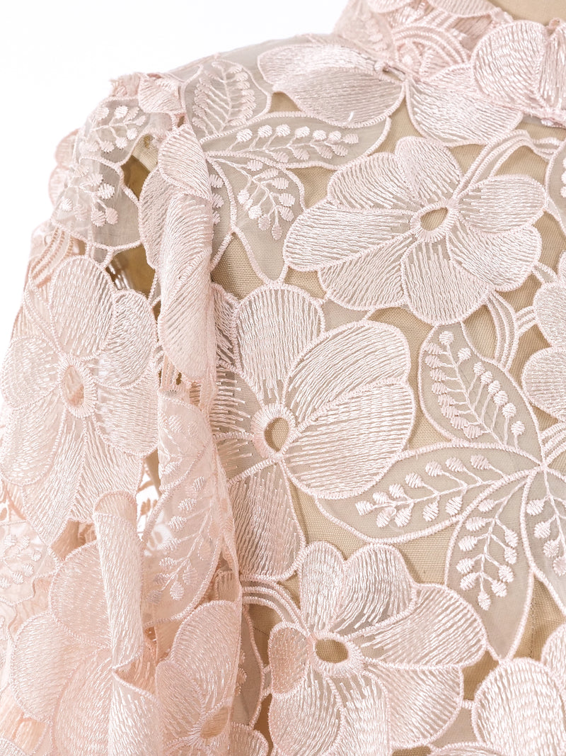 Ivory Floral Lace Midi Dress Dress arcadeshops.com