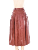 Cognac Leather Midi Skirt Bottom arcadeshops.com