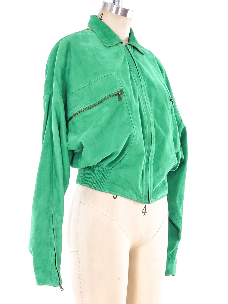 Gianni Versace Green Suede Jacket Jacket arcadeshops.com