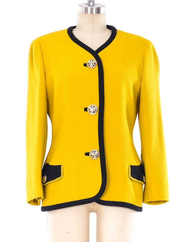 Gianni Versace Mustard Crepe Jacket Jacket arcadeshops.com
