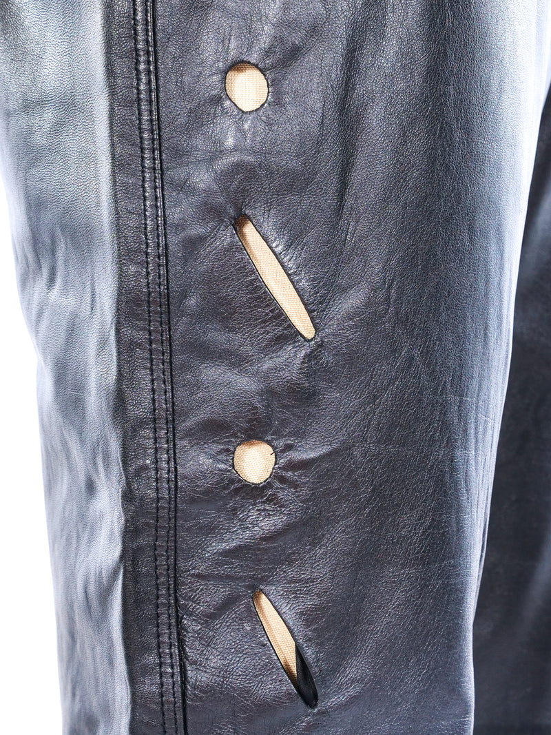 Versace Istante Cutout Leather Pants Bottom arcadeshops.com