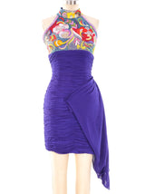 Floral Embellished Ruched Chiffon Mini Dress Dress arcadeshops.com