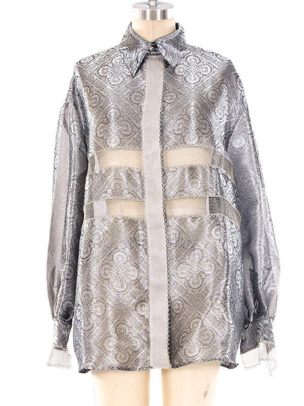 Gianfranco Ferre Metallic Lace Panel Top Top arcadeshops.com