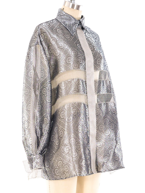 Gianfranco Ferre Metallic Lace Panel Top Top arcadeshops.com