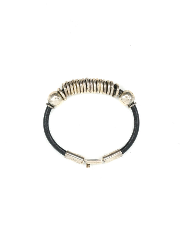 Sterling Beaded Leather Bangle Accessory arcadeshops.com