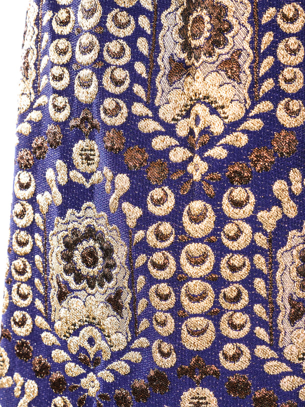 Metallic Floral Brocade Maxi Skirt Bottom arcadeshops.com