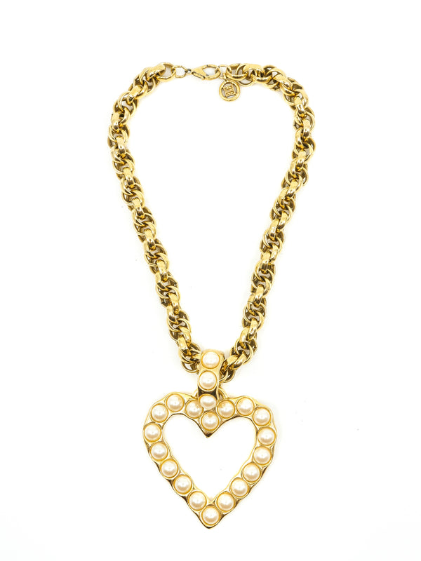 Givenchy Faux Pearl Heart Pendant Necklace Accessory arcadeshops.com