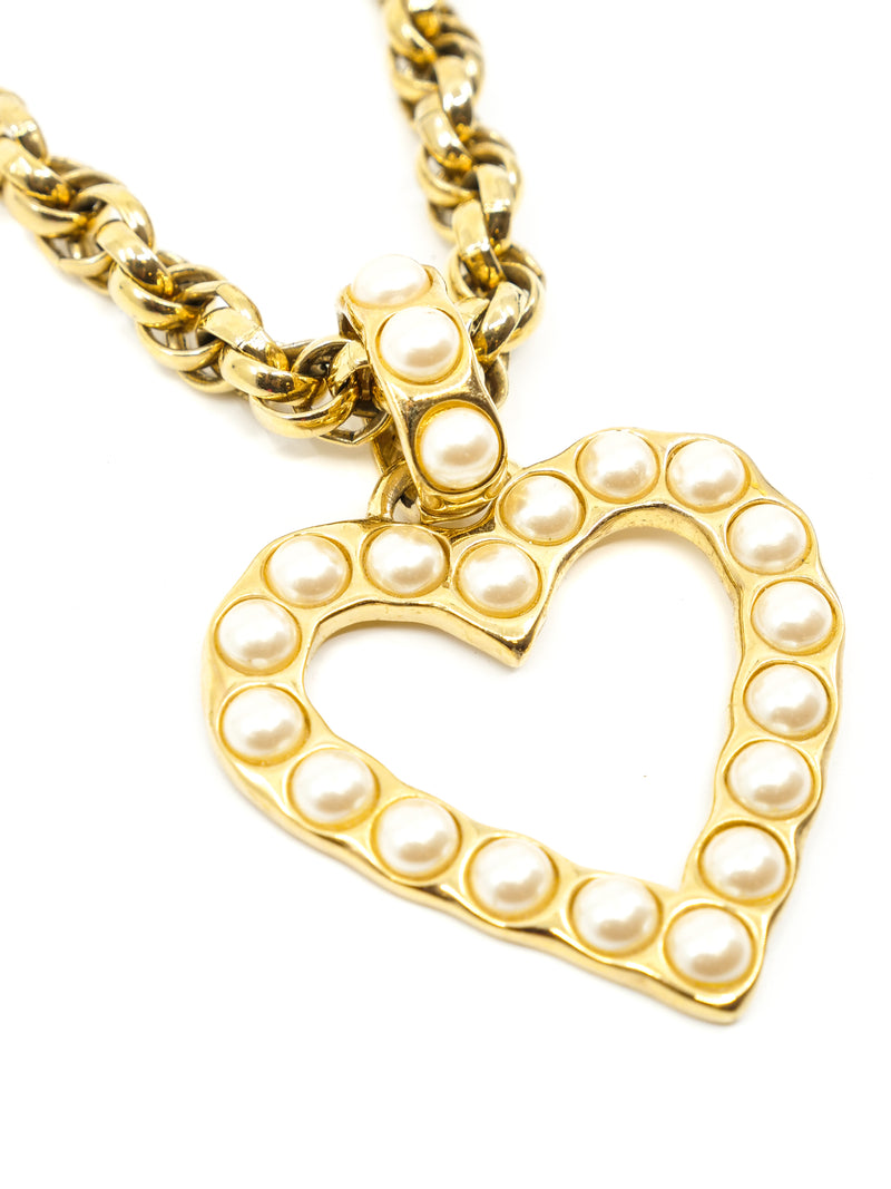 Givenchy Faux Pearl Heart Pendant Necklace Accessory arcadeshops.com