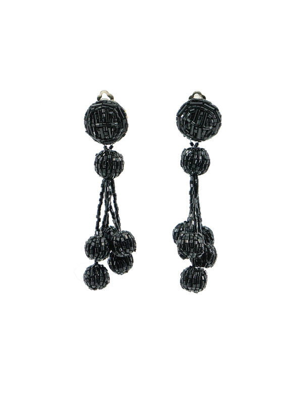 Beaded Pom Pom Fringe Earrings Accessory arcadeshops.com