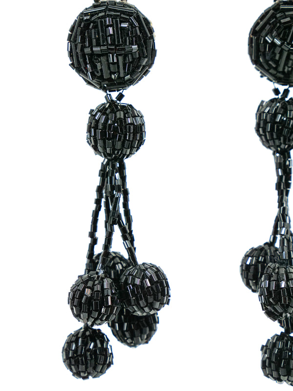 Beaded Pom Pom Fringe Earrings Accessory arcadeshops.com