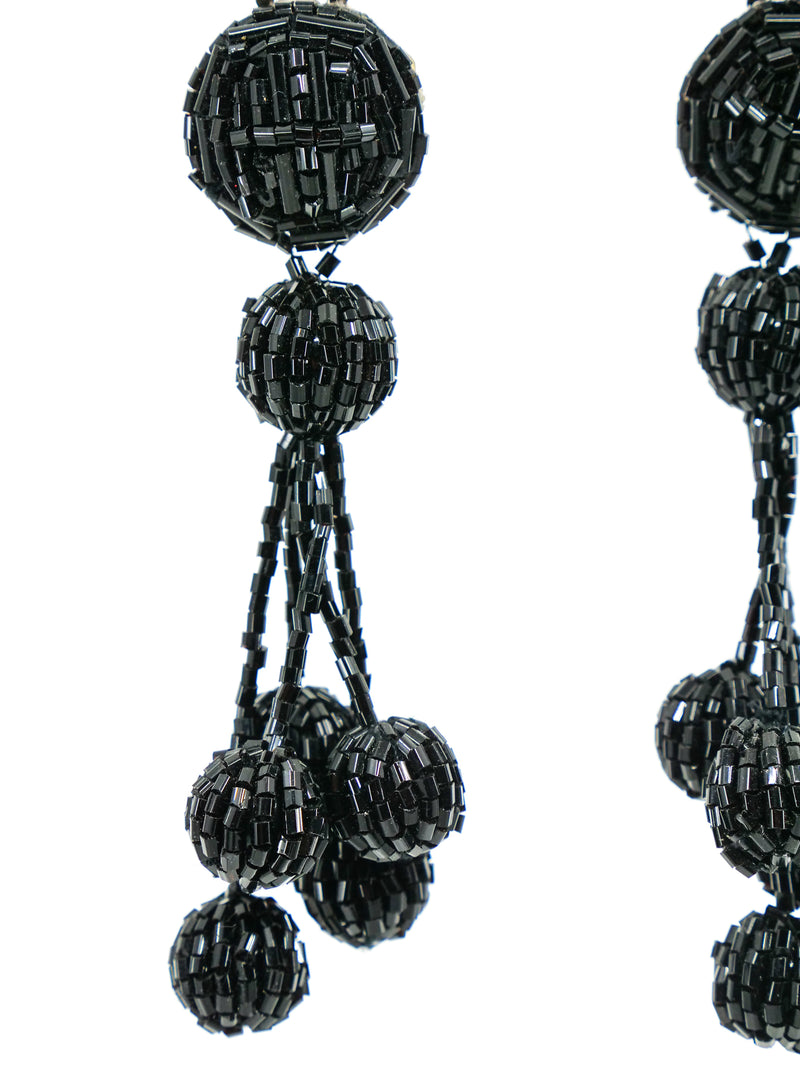 Beaded Pom Pom Fringe Earrings Accessory arcadeshops.com
