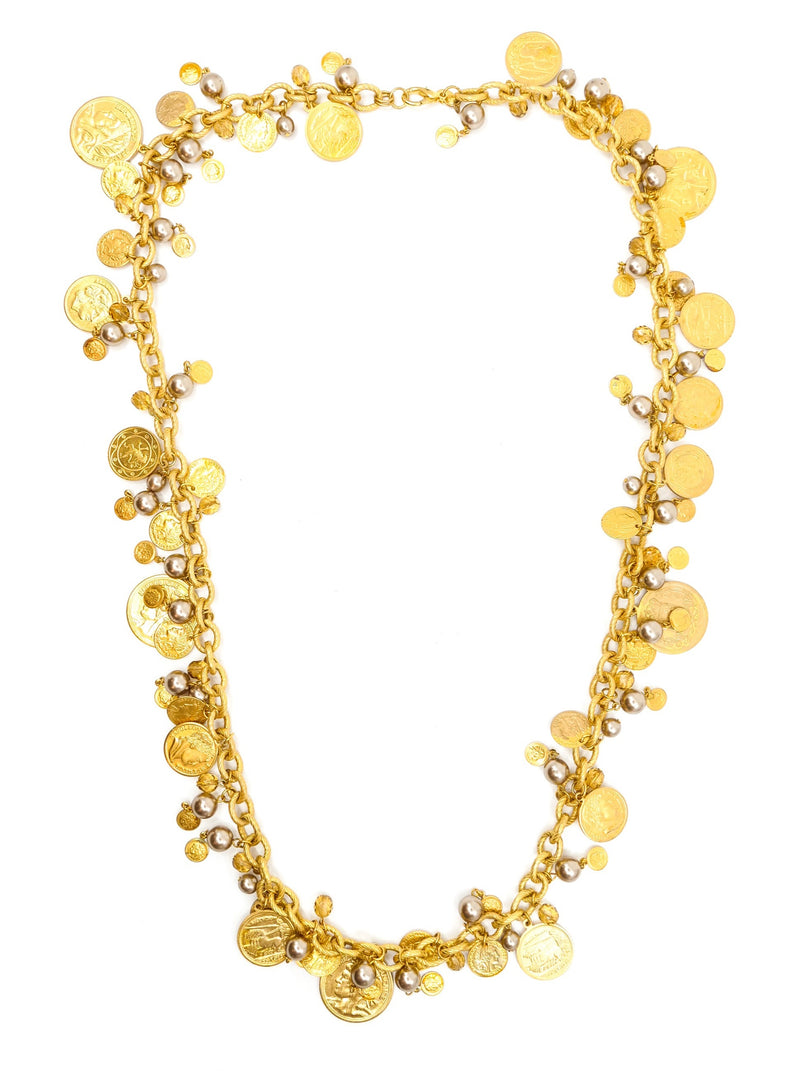 Lawrence Vrba Goldtone Coin Embellished Necklace Accessory arcadeshops.com