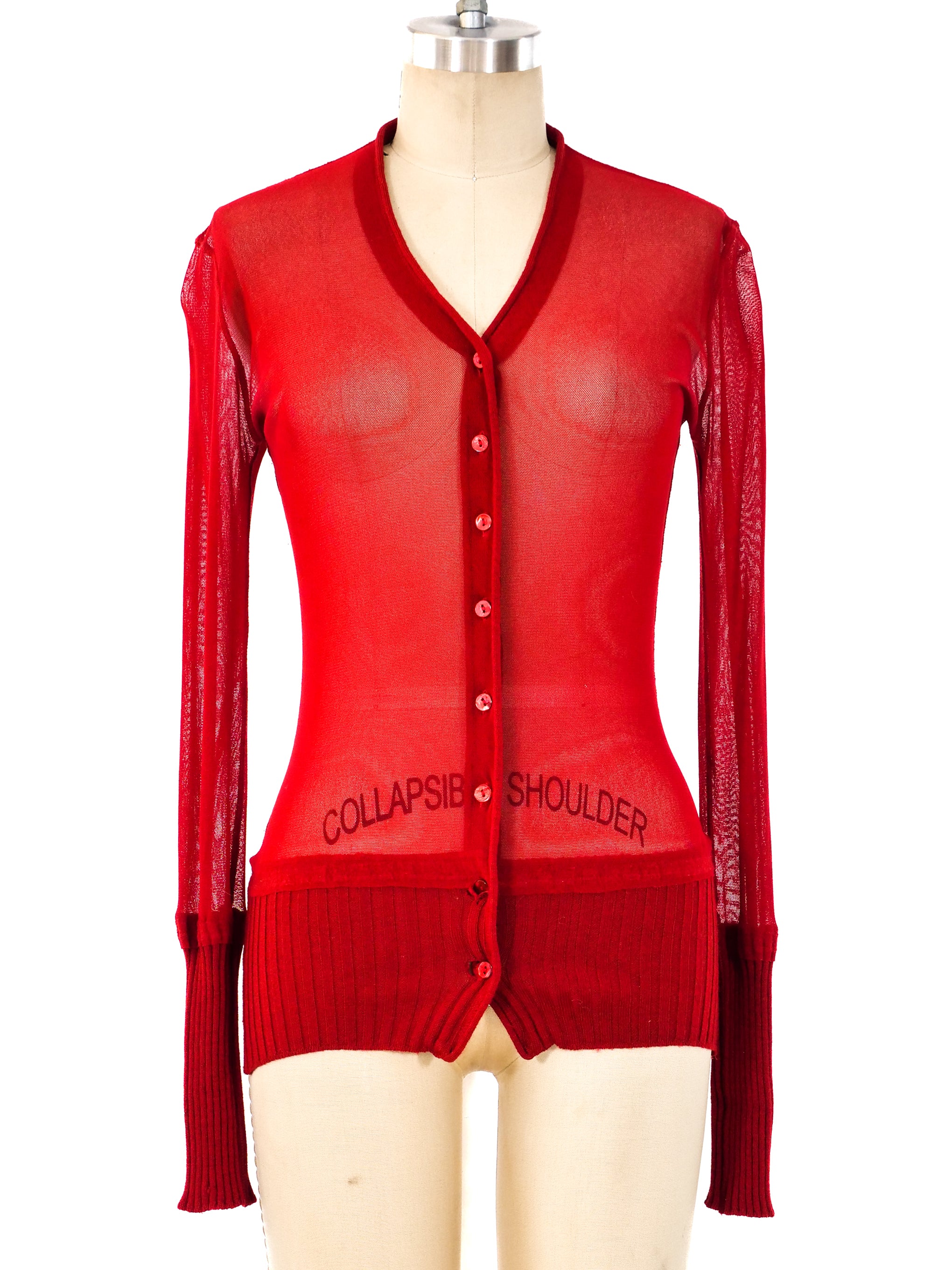 Sheer red cardigan sale