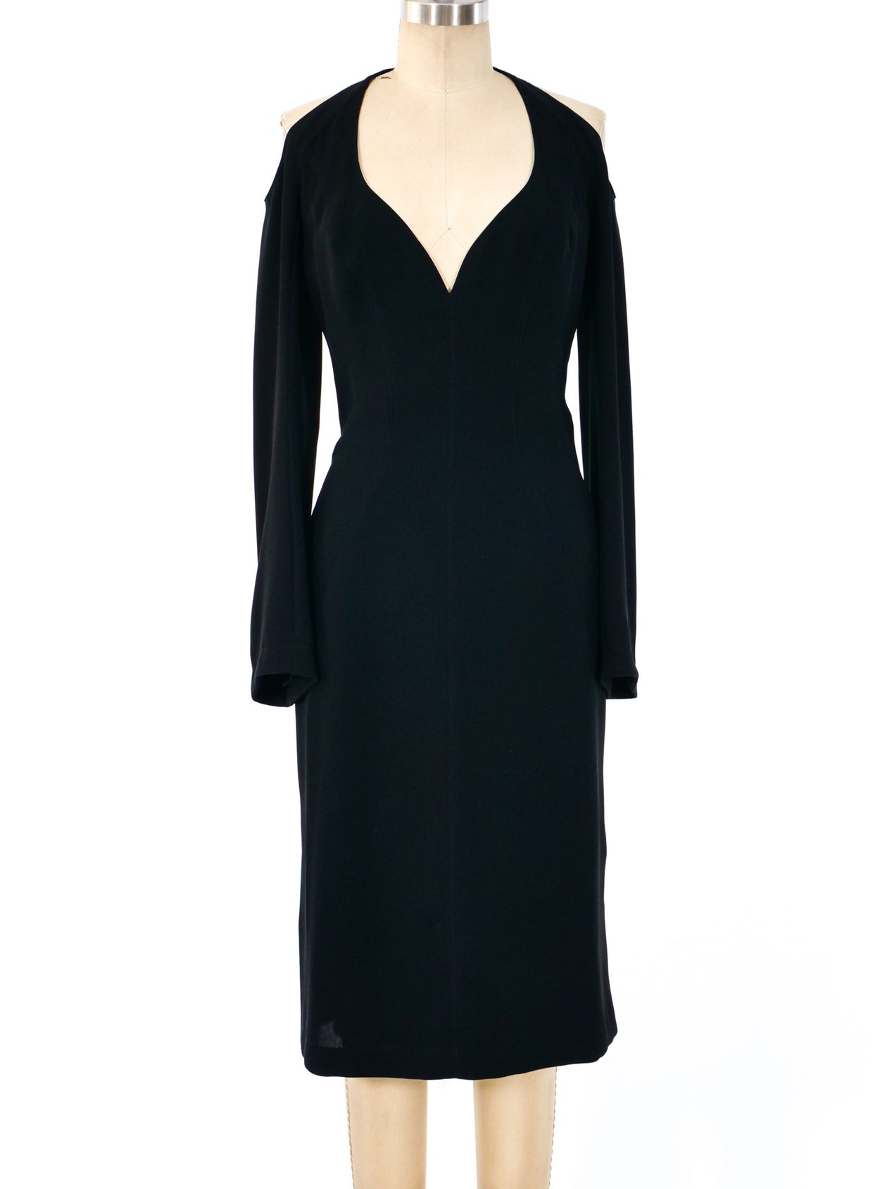 blue dress for baby girl Thierry Mugler Open Shoulder Dress