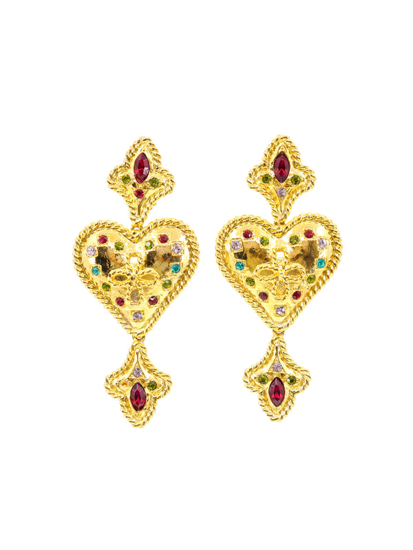 Embellished Heart Drop Earrings Accessory arcadeshops.com