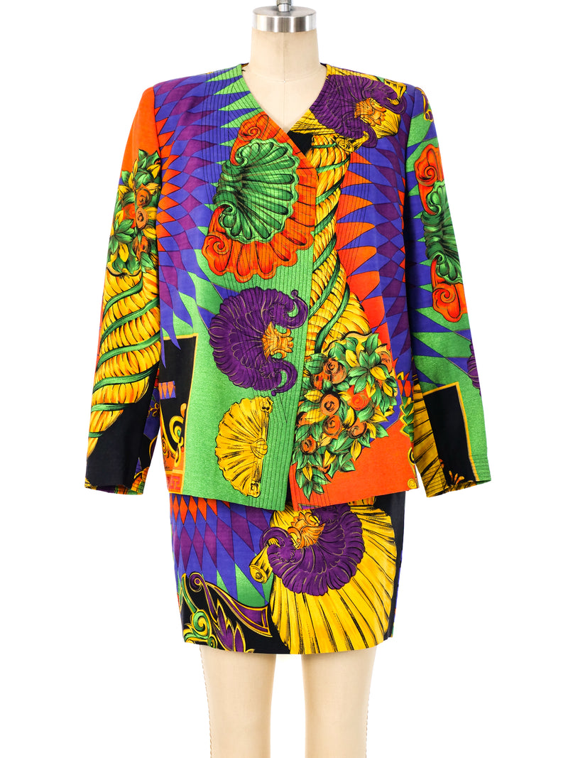 Gianni Versace Tropical Baroque Printed Skirt Suit Suit arcadeshops.com