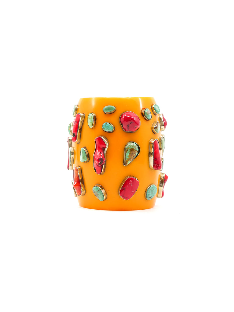 Coral and Turquoise Studded Resin Bangle Accessory arcadeshops.com