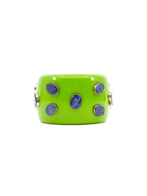 Lapis Studded Green Resin Bangle Accessory arcadeshops.com
