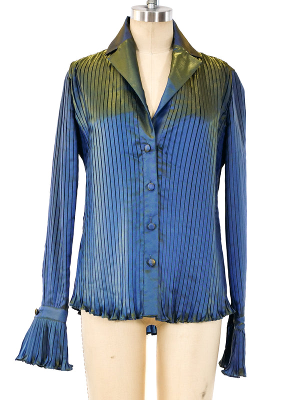 Romeo Gigli Iridescent Pleated Shirt Top arcadeshops.com