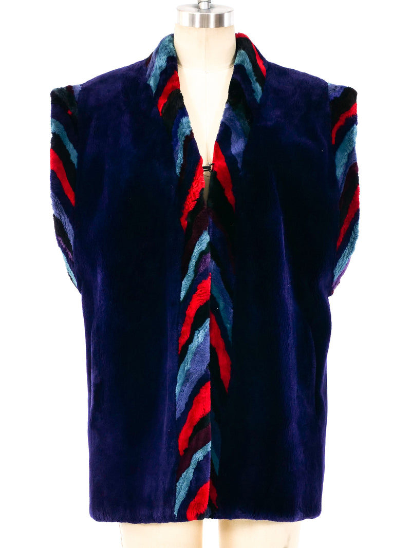 Midnight Blue Sheared Beaver Vest Jacket arcadeshops.com