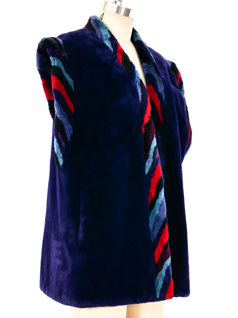 Midnight Blue Sheared Beaver Vest Jacket arcadeshops.com