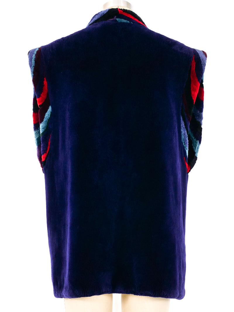 Midnight Blue Sheared Beaver Vest Jacket arcadeshops.com