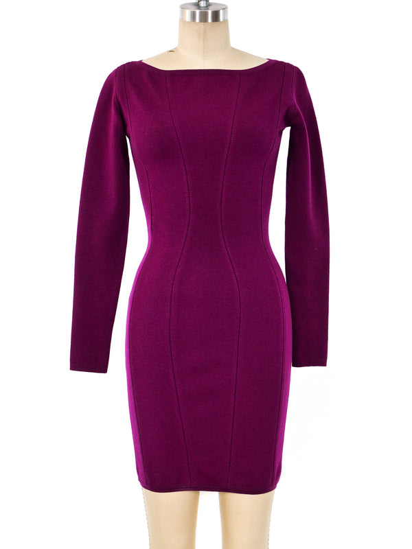 Alaia Raspberry Bodycon Knit Dress Dress arcadeshops.com