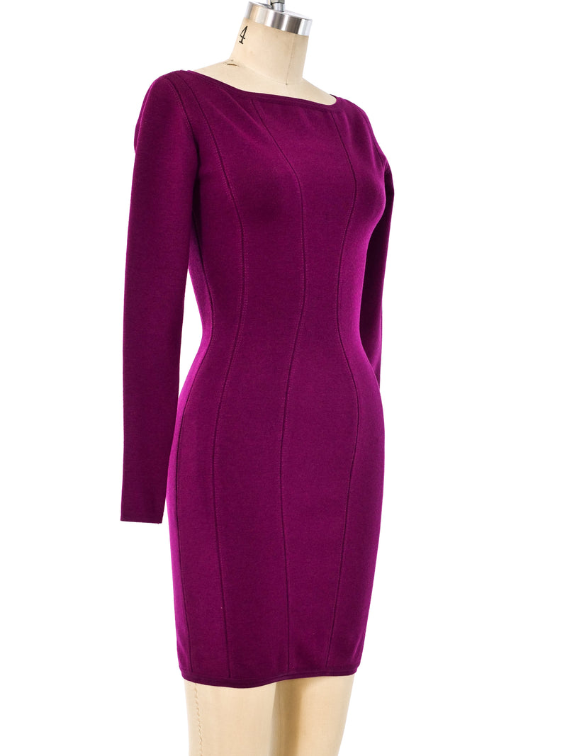 Alaia Raspberry Bodycon Knit Dress Dress arcadeshops.com